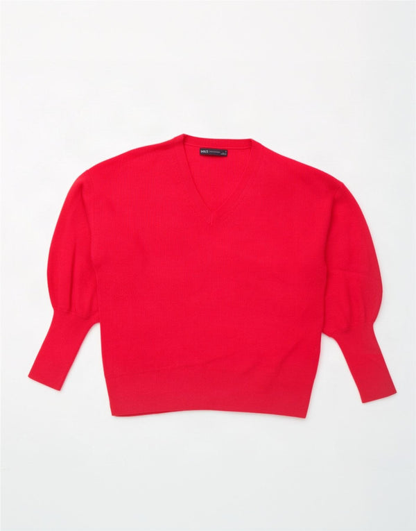 Maglione oversize con scollo a V da donna Marks & Spencer UK 10 piccolo rosa
