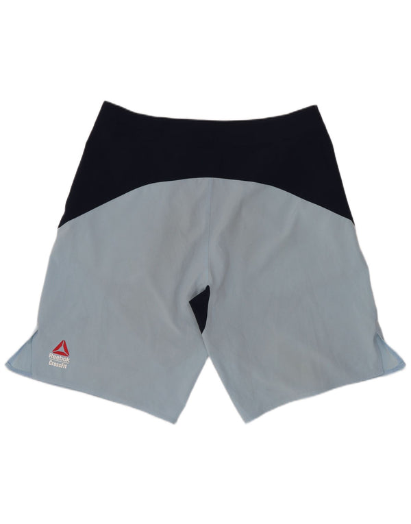 Pantaloncini da bagno grafici da uomo Reebok in nylon color block blu medio