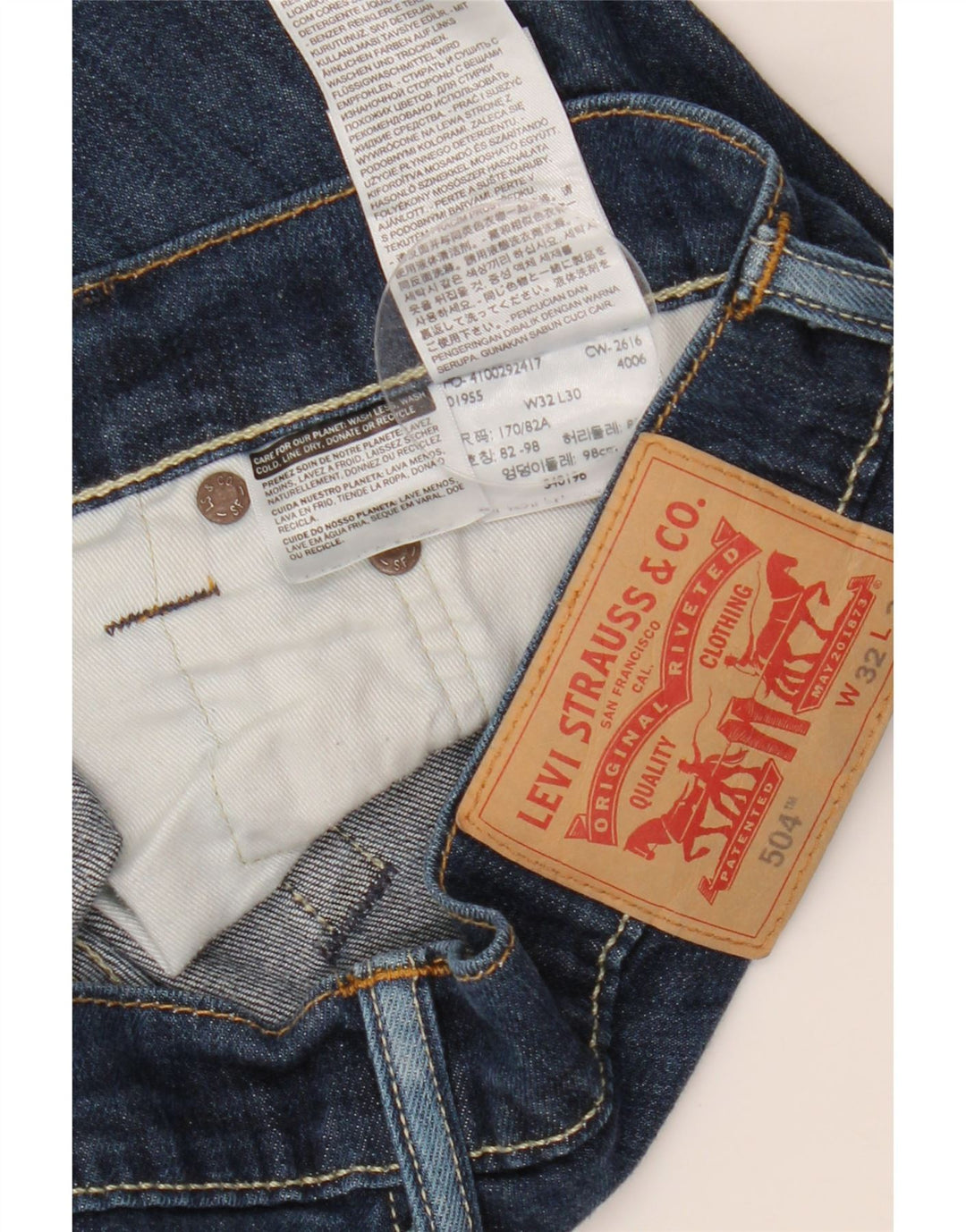 LEVI'S Jeans dritti da uomo 504 W32 L30 cotone blu