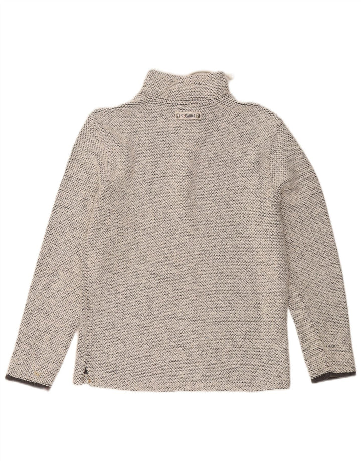 Felpa da uomo con collo con zip Weird Fish, piccola, in cotone chiazzato grigio