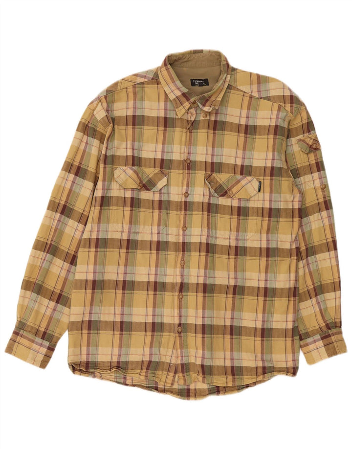 Camicia in flanella da uomo Camel Active, motivo a quadri beige grande