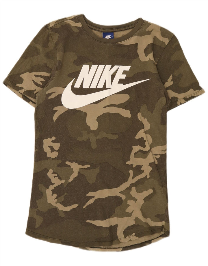 T-shirt grafica da uomo Nike Top Small in cotone mimetico kaki