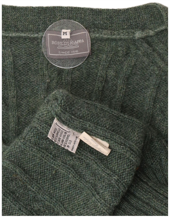 Maglione Cardigan Da Uomo Kappa Verde Medio In Lana Vergine