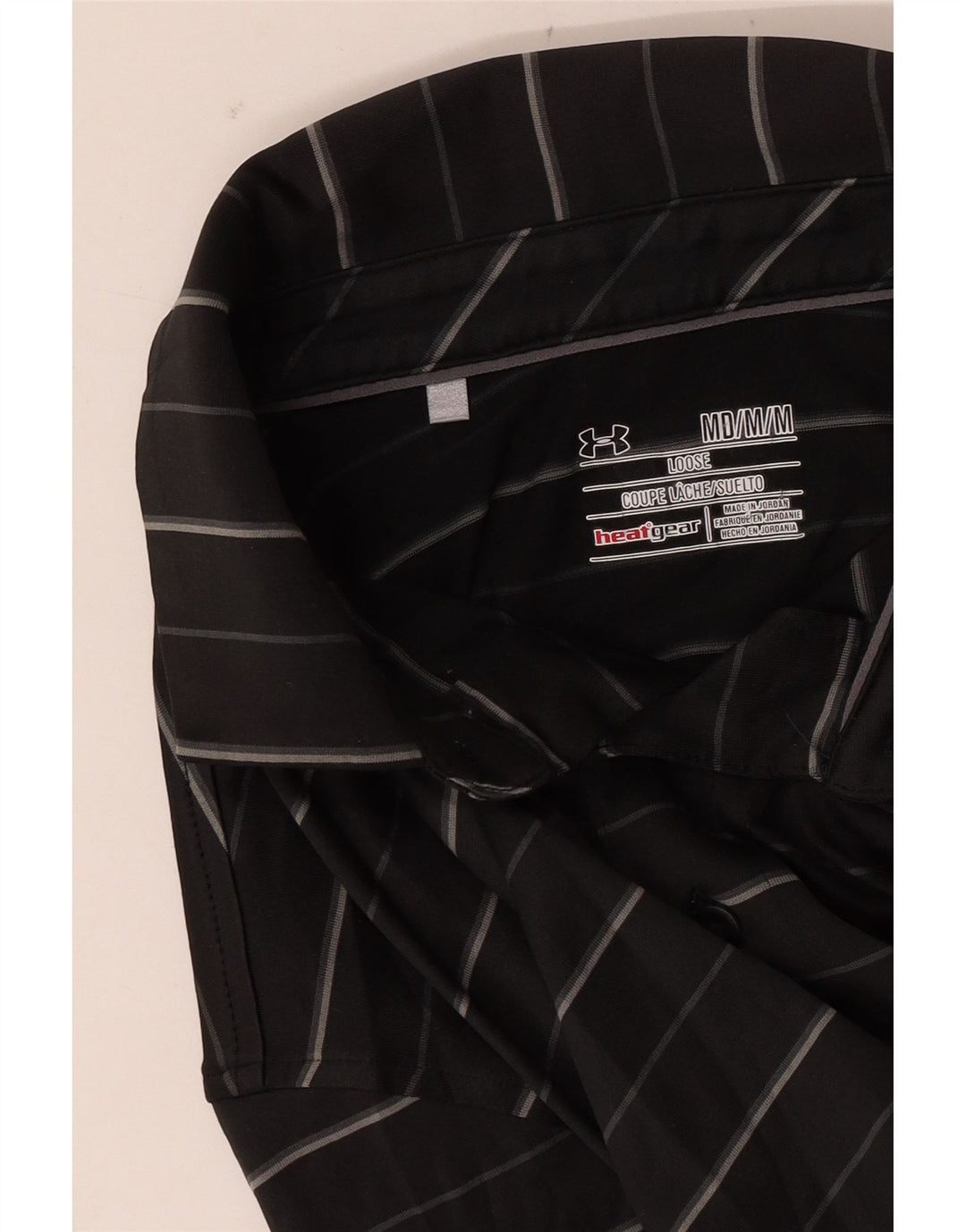 Polo Under Armour da uomo Heat Gear a righe nere medie