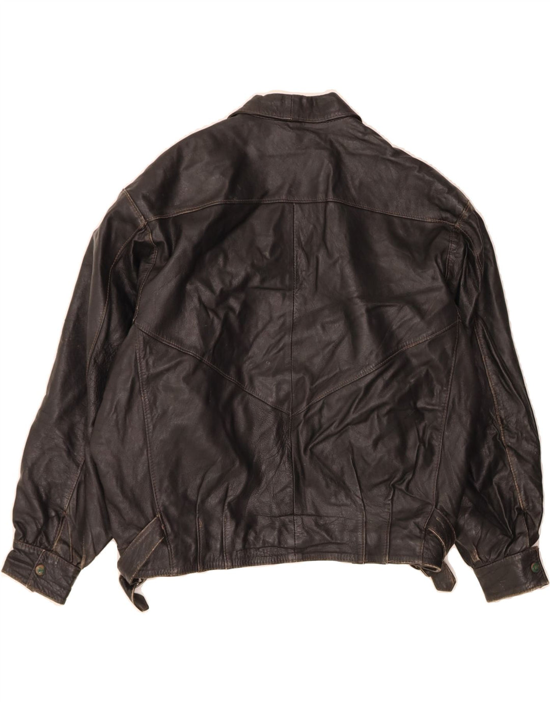 VINTAGE Womens Oversized Leather Jacket UK 14 Medium Black Leather Vintage Vintage and Second-Hand Vintage from Messina Hembry 