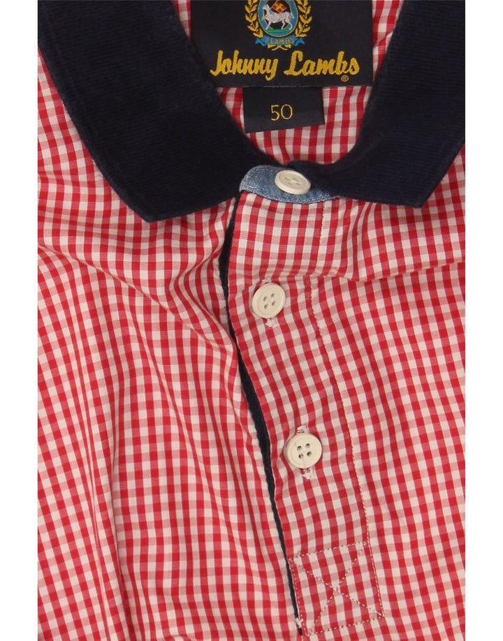 JOHNNY LAMBS Mens Short Sleeve Pullover Shirt IT 50 Medium Red Check Vintage Johnny Lambs and Second-Hand Johnny Lambs from Messina Hembry 