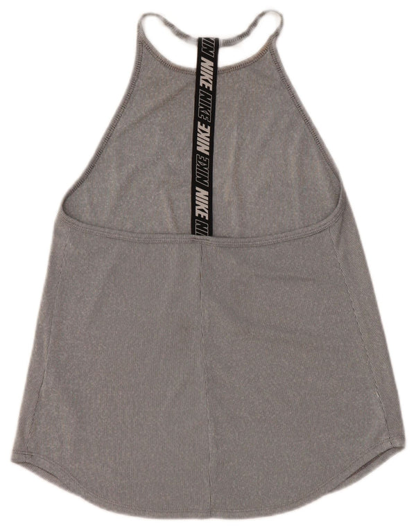 Nike Womens Dri Fit Graphic Vest Top UK 8 Small Grey Colourblock Polyester