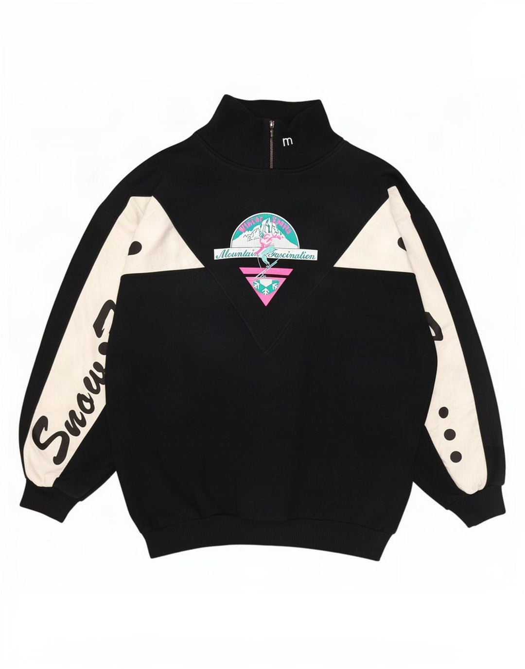 Maser M Felpa con grafica da donna Maglione US 8 Medium Black Colourblock
