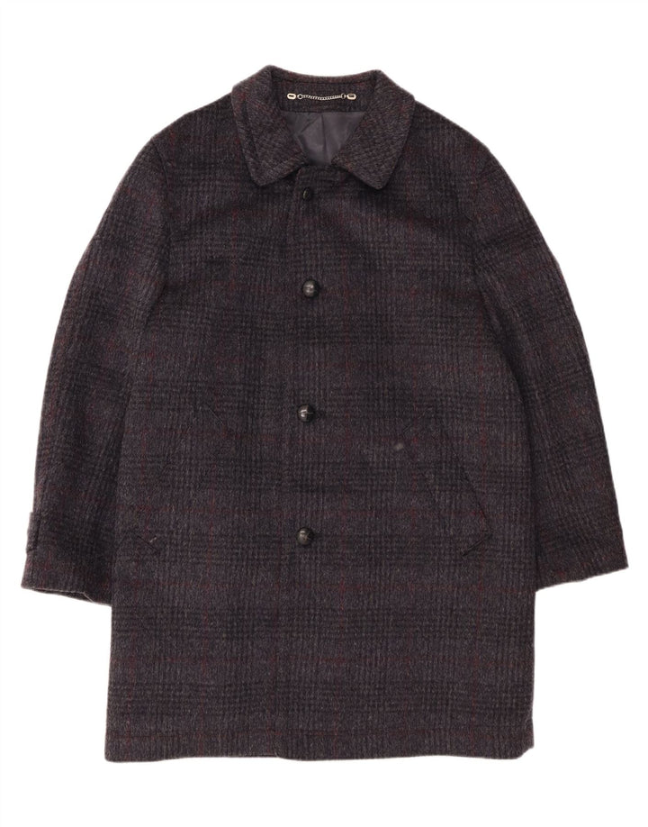 VALMELINE Womens Overcoat IT 50 XL Grey Houndstooth Wool