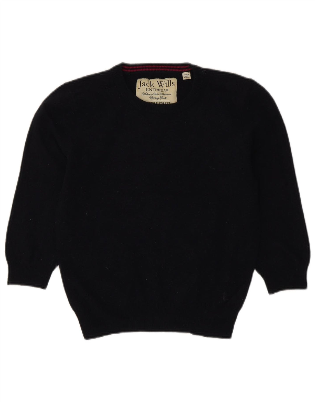 Maglione maglione girocollo corto da donna Jack Wills UK 12 medio blu navy