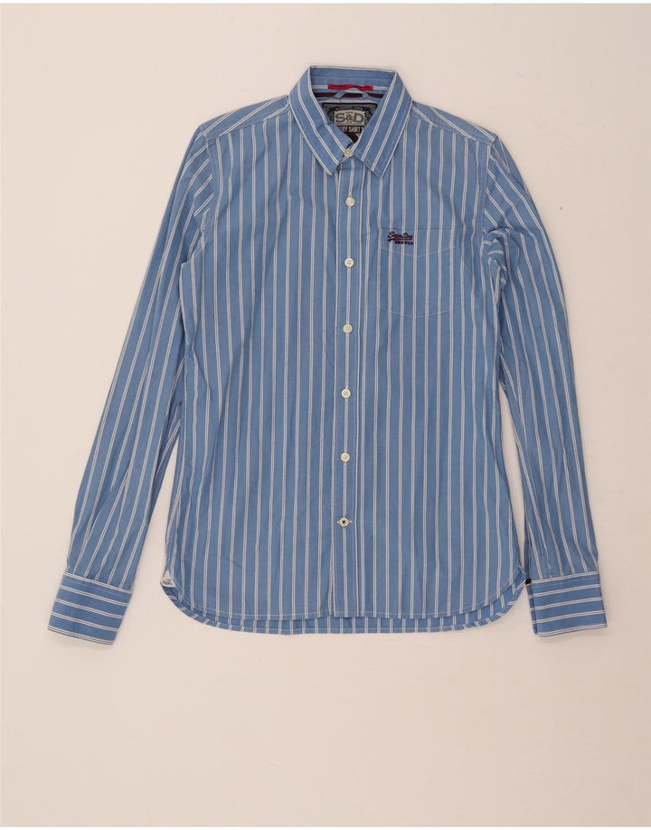 Camicia da uomo SUPERDRY in cotone gessato grande blu