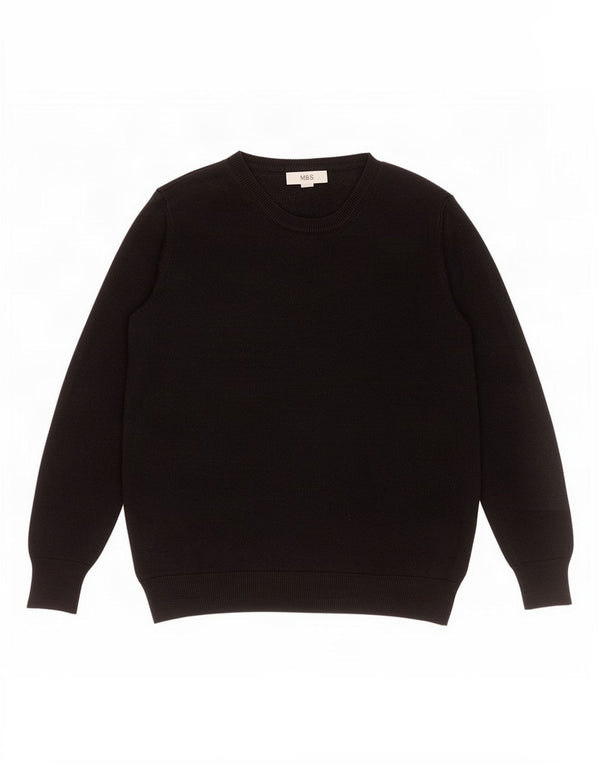 Marks & Spencer Womens Boat Neck Jumper Sweater UK 14 Large Black Acrylic