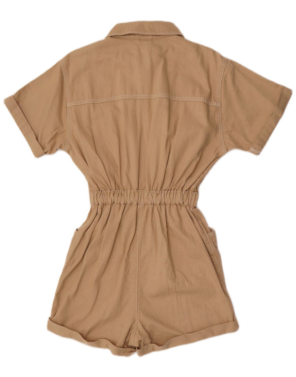 Topshop tutina manica corta da donna UK 8 piccola cotone beige