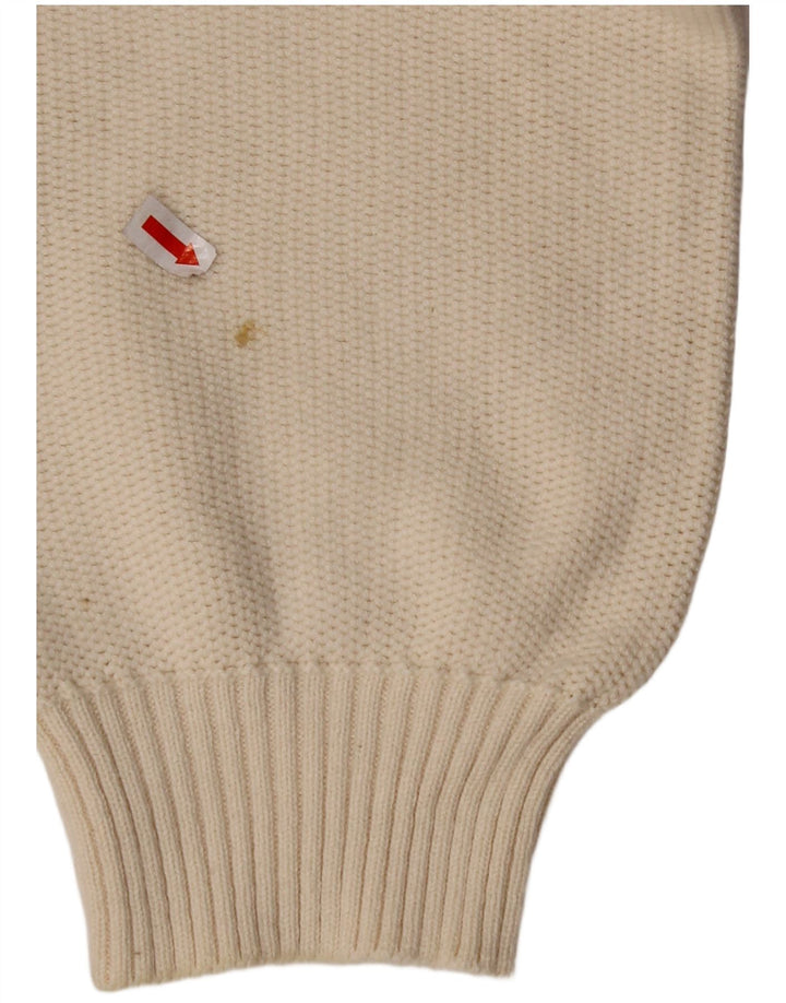 VINTAGE Maglione da uomo con scollo a V grande cotone beige