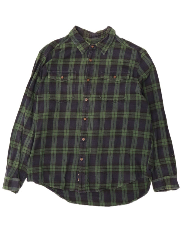 EDDIE BAUER Camicia da uomo in flanella XL verde a quadri in cotone