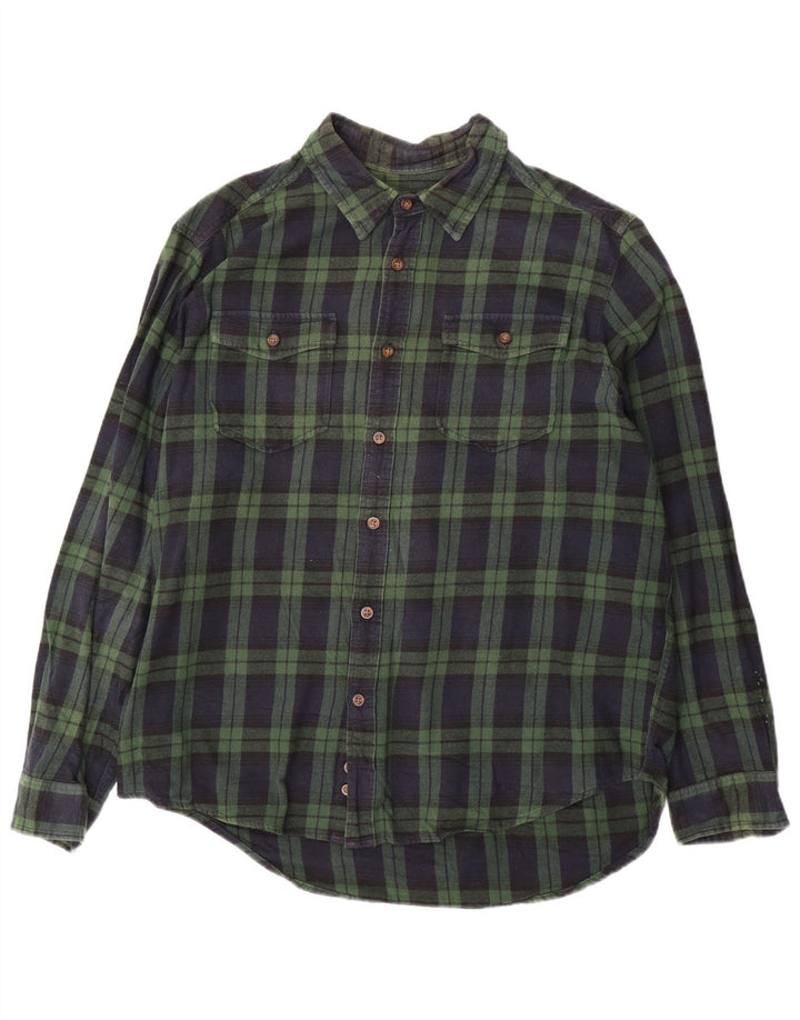EDDIE BAUER Camicia da uomo in flanella XL verde a quadri in cotone