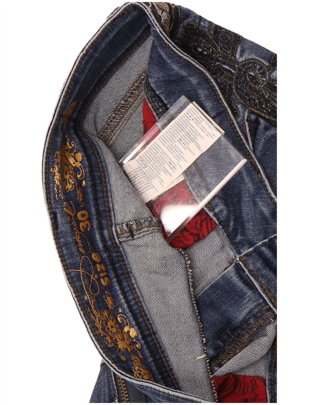 Jeans dritti grafici da donna Desigual W30 L27 cotone blu