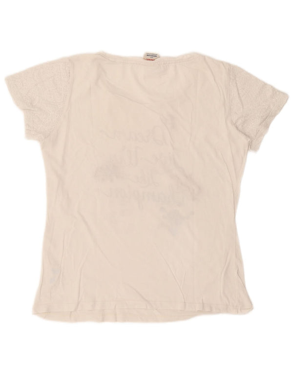 T-shirt grafica da donna Champion Top UK 14 cotone bianco medio