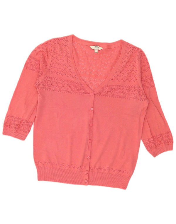 Maglione cardigan con maniche a 3/4 da donna Fat Face UK 14 Cotone rosa medio