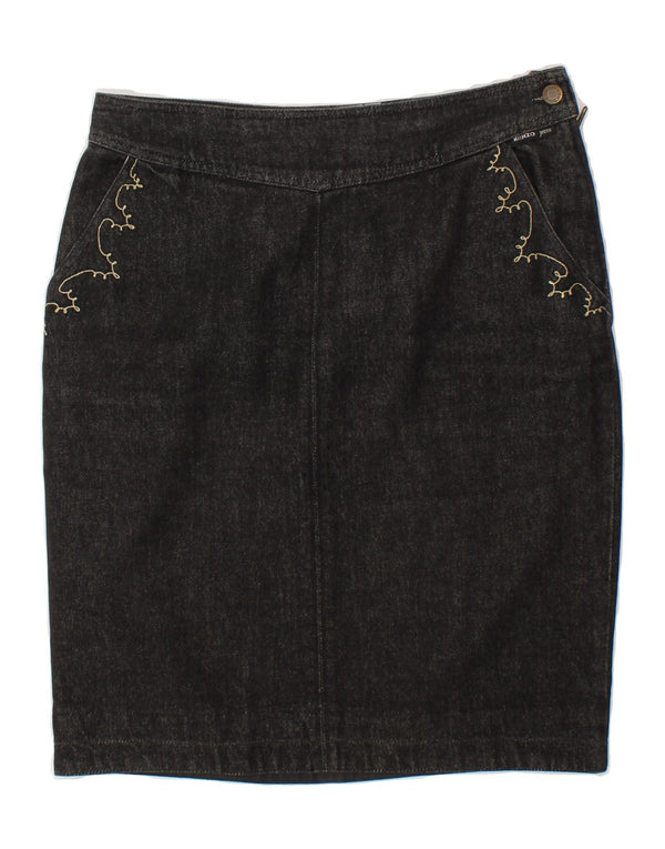 KENZO Womens Denim Skirt IT 42 Medium W32 Black Cotton