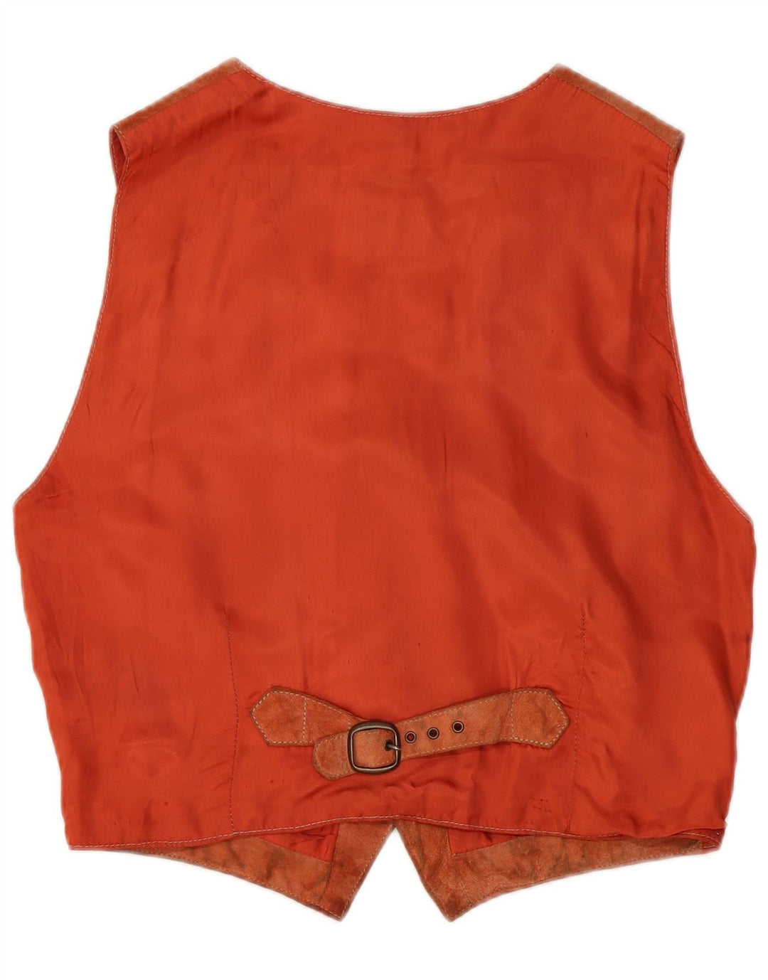 Gilet vintage da uomo in pelle scamosciata piccolo in pelle marrone