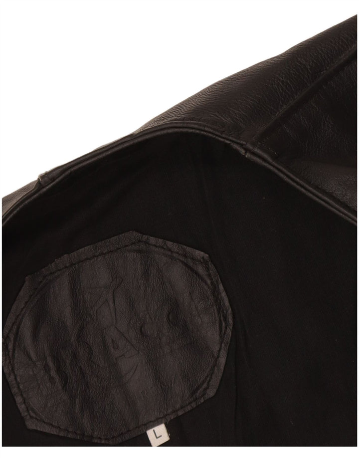 Gilet in pelle da uomo grande nero