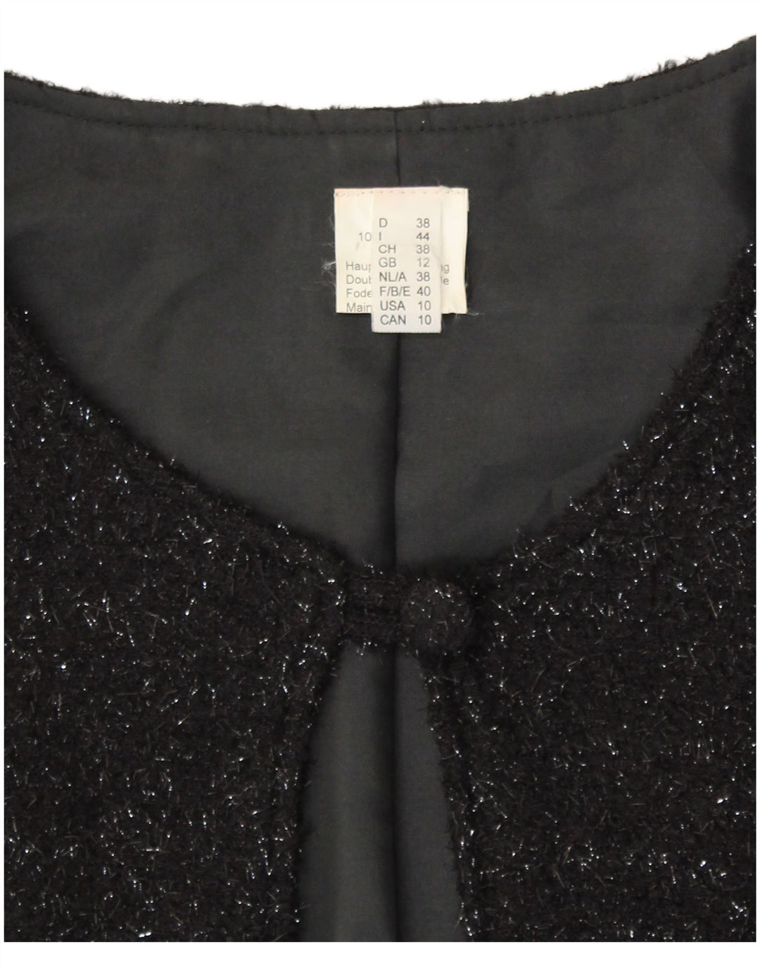 Giacca Bolero da donna VINTAGE UK 12 nylon medio nero screziato