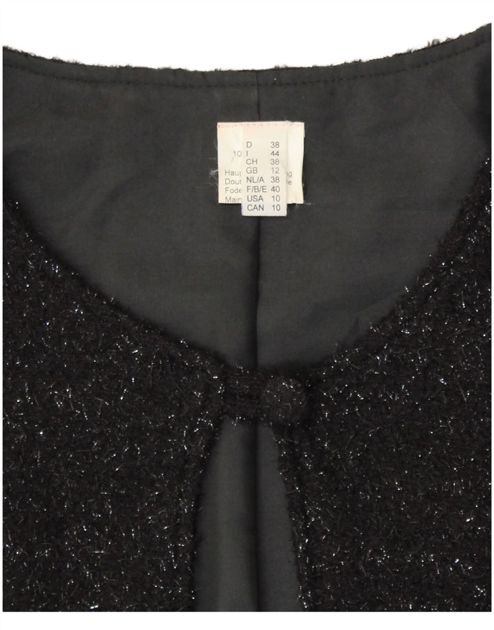 Giacca Bolero da donna VINTAGE UK 12 nylon medio nero screziato