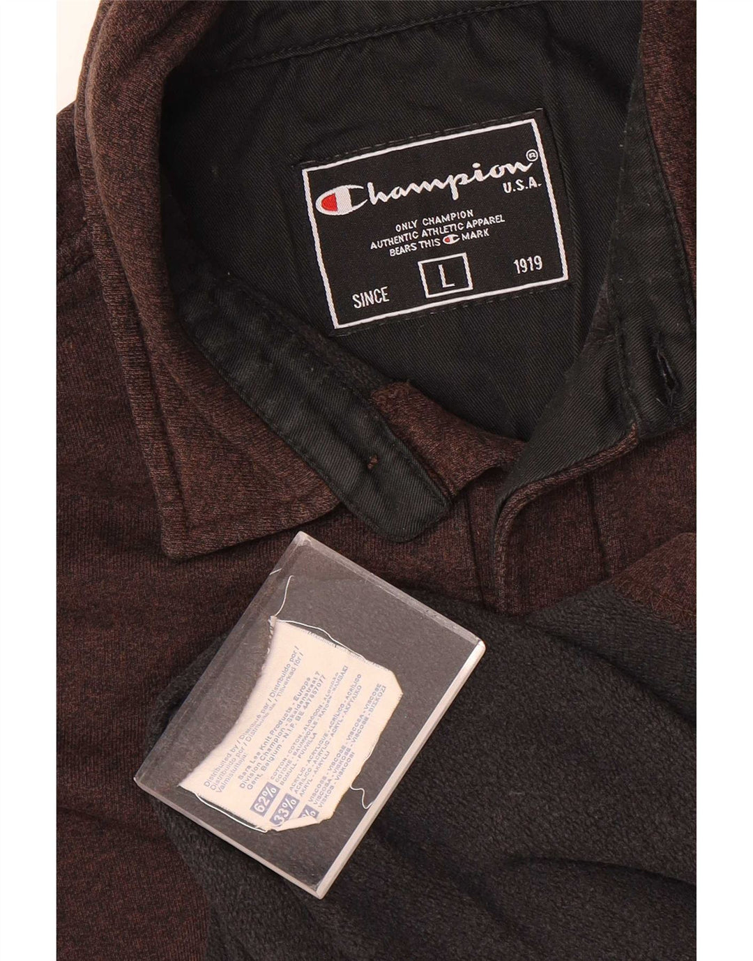 Polo da uomo a maniche lunghe Champion Large in cotone marrone