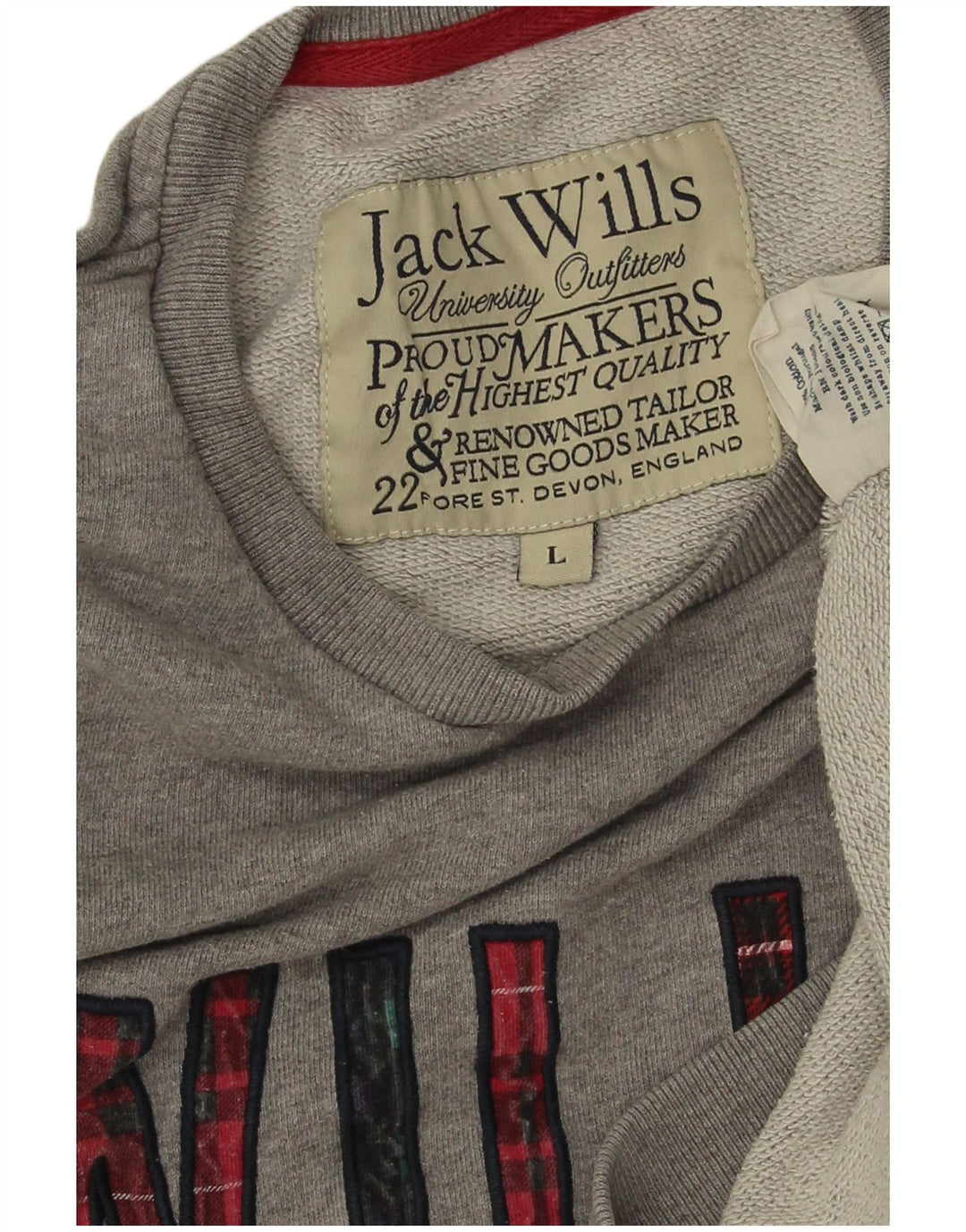 JACK WILLS Felpa grafica da uomo Maglione grande cotone grigio