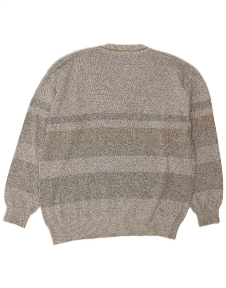 Maglione da uomo con scollo a V BREIDHOF grande cotone geometrico grigio