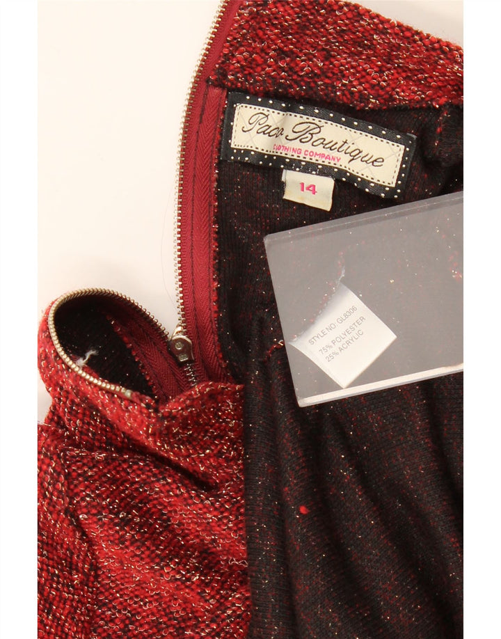 PACO BOUTIQUE Abito maglione da donna a maniche lunghe UK 14 Grande rosso screziato