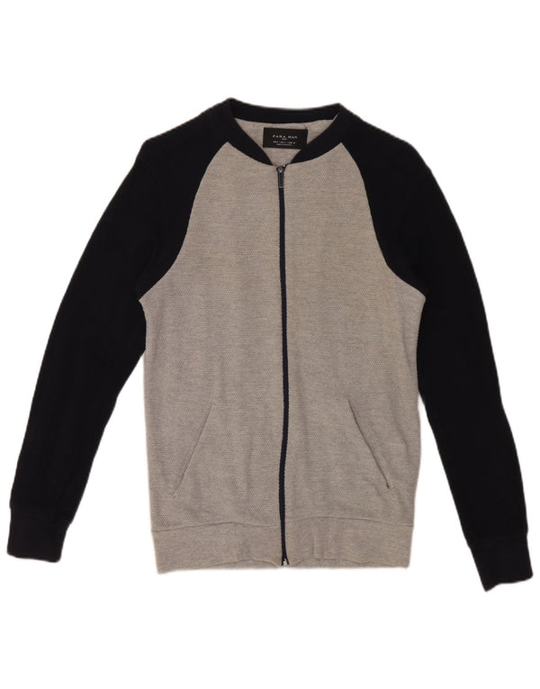 Giacca da ginnastica da uomo Zara piccola in cotone color block grigio