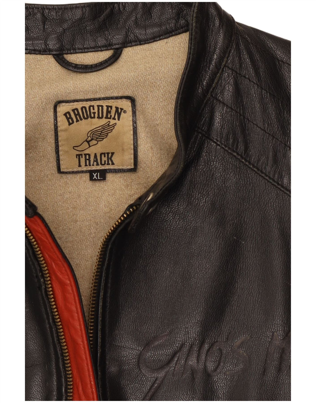 Giacca in pelle grafica da uomo Brogden Crop Graphic UK 42 XL Black Colourblock