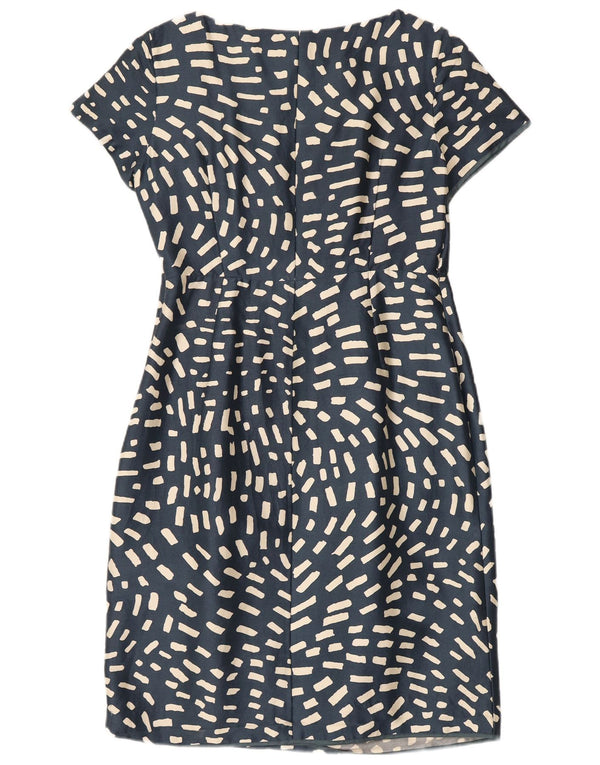 Fenn Wright Manson Womens Sheath Dress UK 14 Medium Blue Geometric Silk