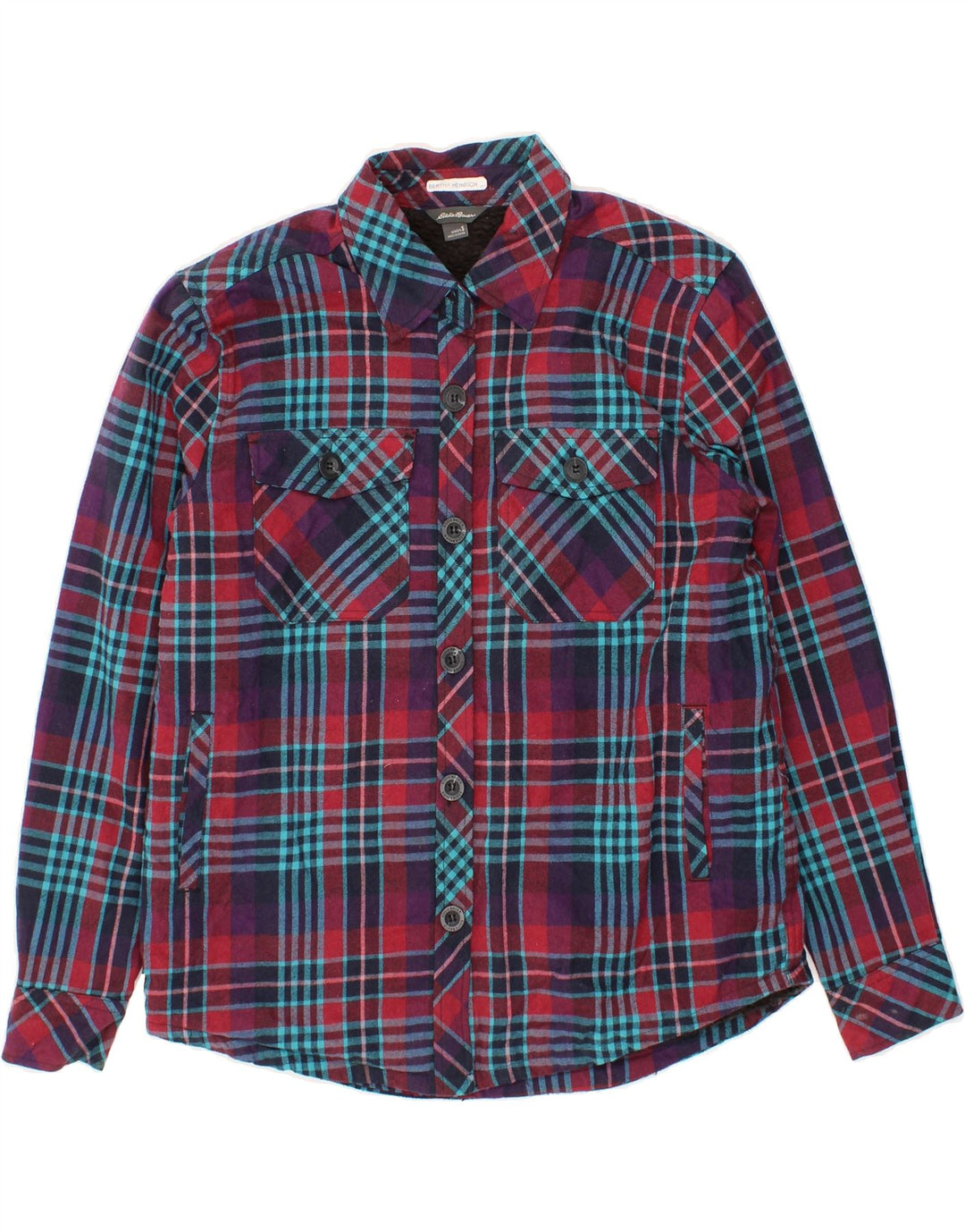 EDDIE BAUER Womens Oversized Bomber Jacket UK 10 Small Multicoloured Check Vintage Eddie Bauer and Second-Hand Eddie Bauer from Messina Hembry 
