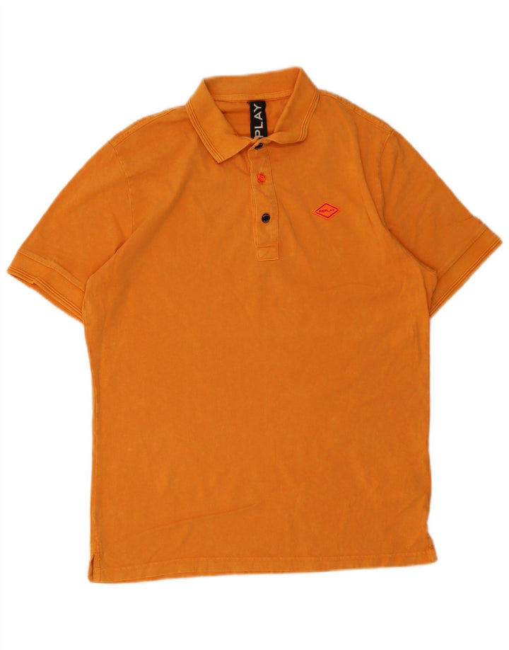 Polo da uomo Replay piccola in cotone arancione