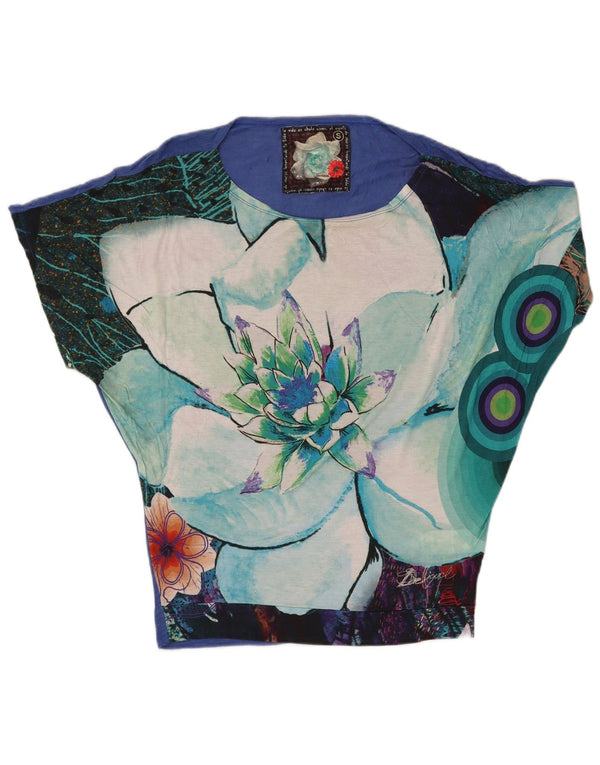 DESIGUAL Camicetta a pipistrello da donna Top UK 10 Piccola viscosa floreale blu