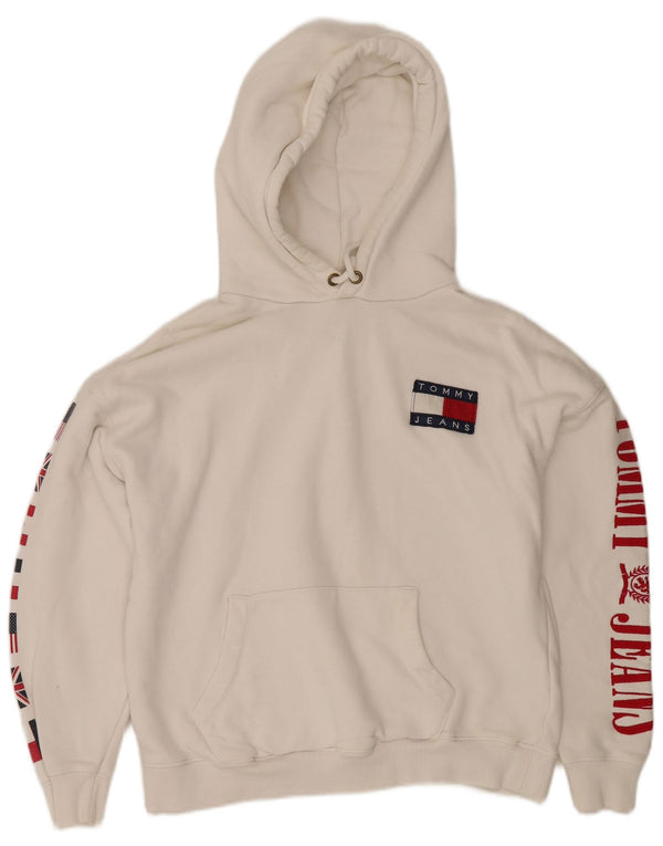 Maglione con cappuccio grafico ampio da uomo Tommy Hilfiger piccolo cotone bianco
