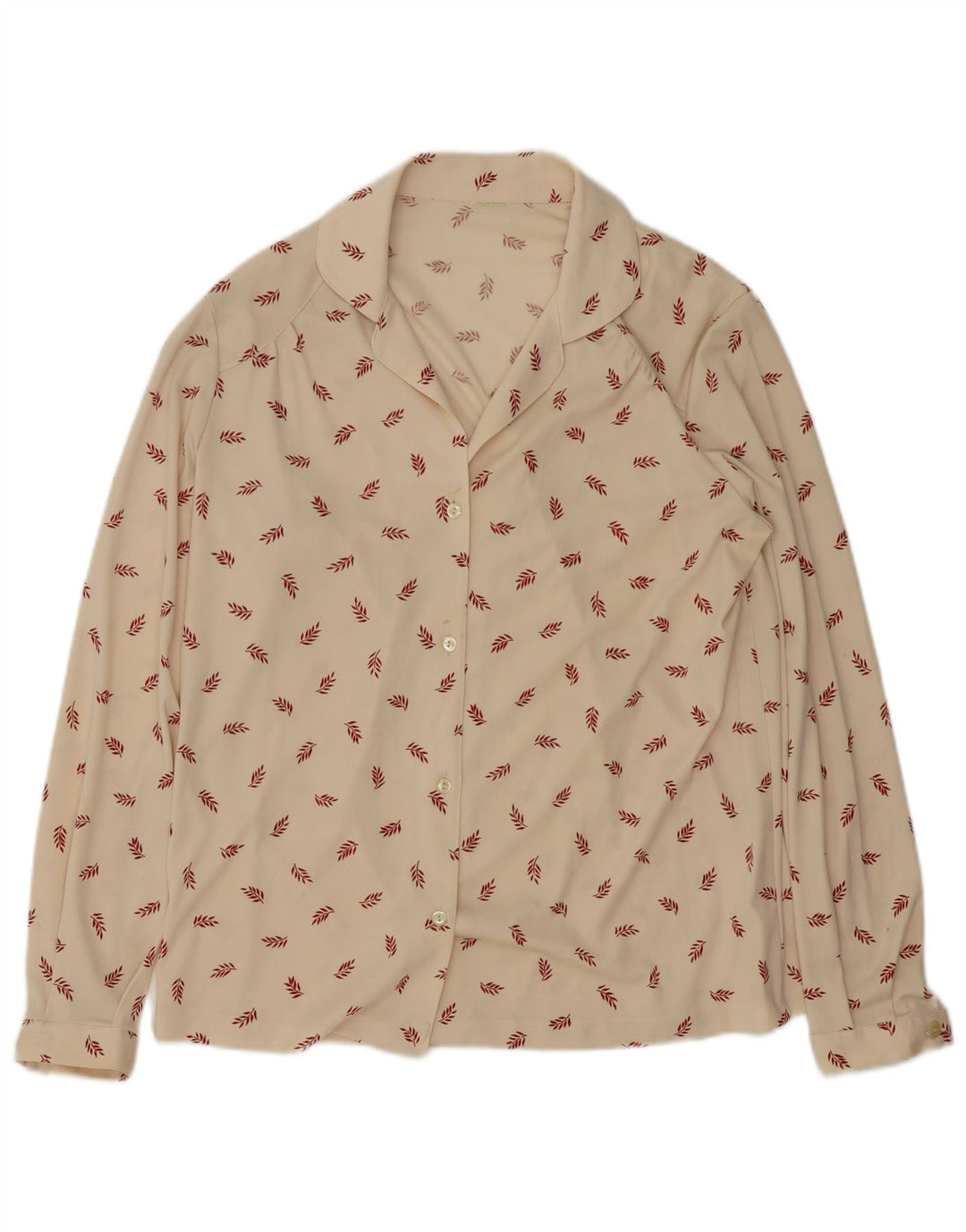 Camicia vintage da donna UK 16 grande floreale beige