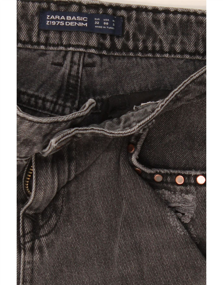 ZARA Womens Distressed Straight Jeans EU 32 2XS W22 L25 Black Vintage Zara and Second-Hand Zara from Messina Hembry 