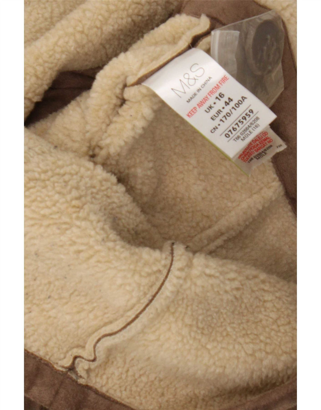 Giacca Sherpa da donna Marks & Spencer UK 16 Large Marrone Poliestere