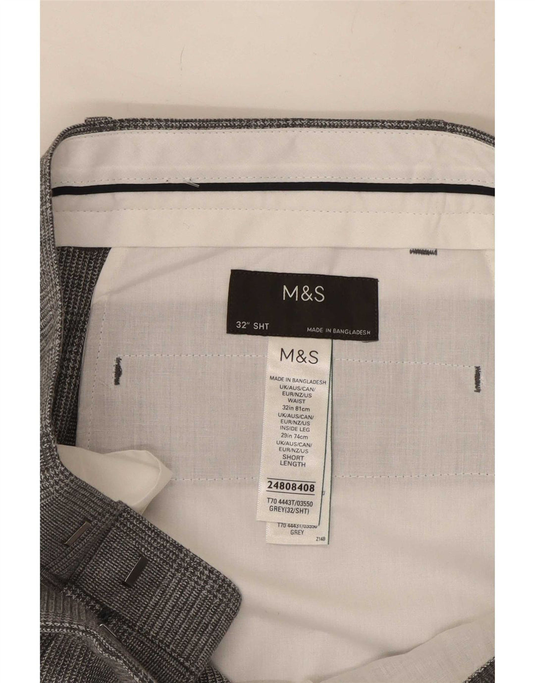 Pantaloni da abito regolari da uomo Marks & Spencer W32 L29 pied de poule grigi