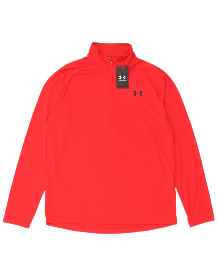Under Armour Maglia da tuta da uomo con vestibilità ampia e collo con zip, taglia grande, rossa
