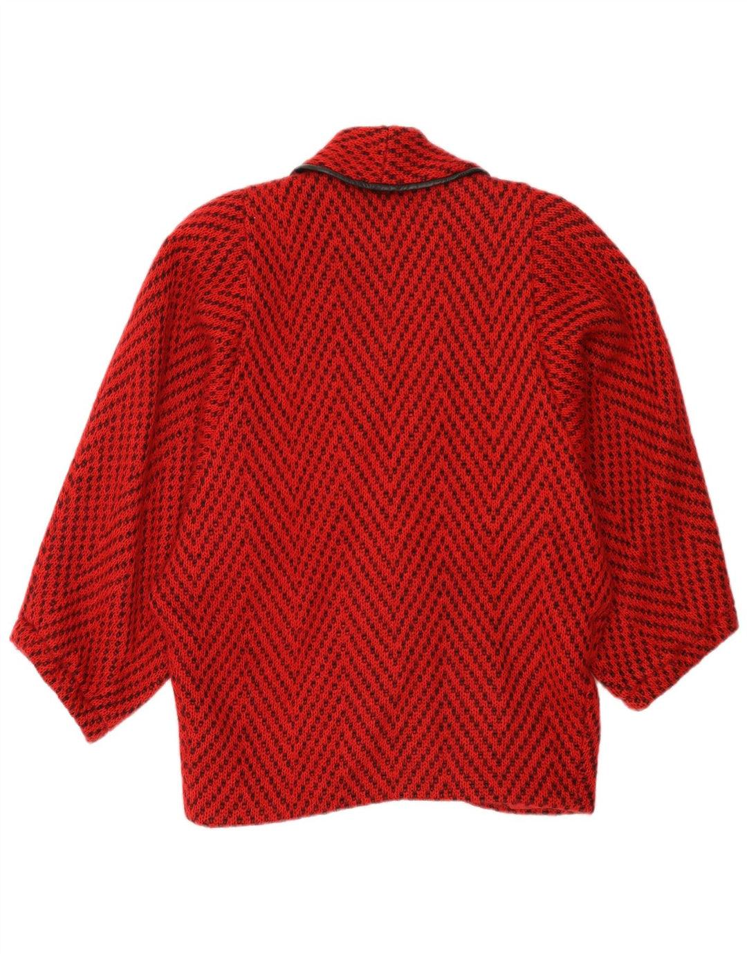 Giacca a pipistrello lavorata a maglia vintage da donna UK 14 Grande Chevron rosso