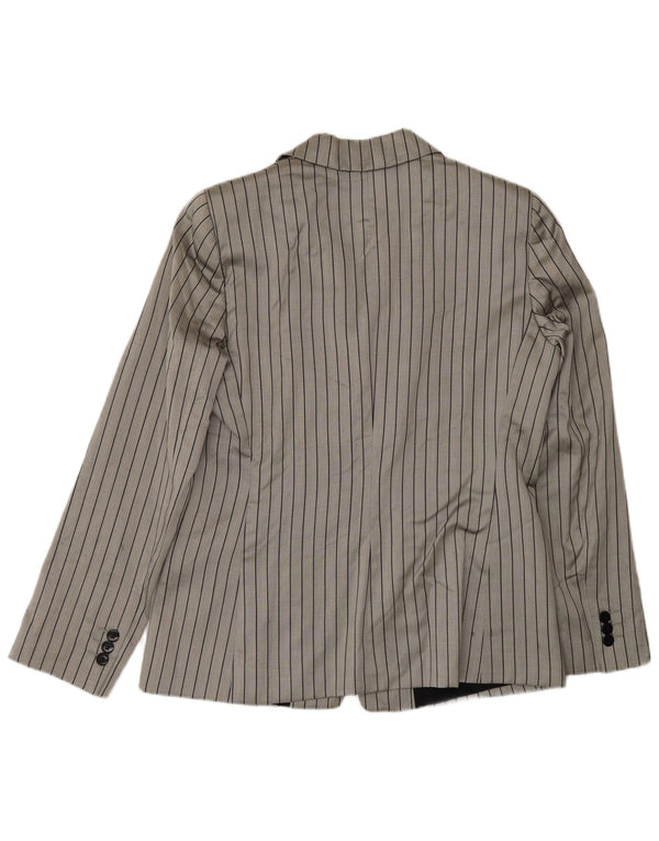 Giacca blazer da donna a 2 bottoni Armani Collezioni IT 46 grande gessato grigio