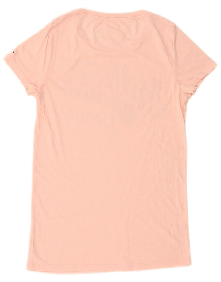 TOMMY HILFIGER T-shirt grafica da donna Top UK 14 Large Rosa