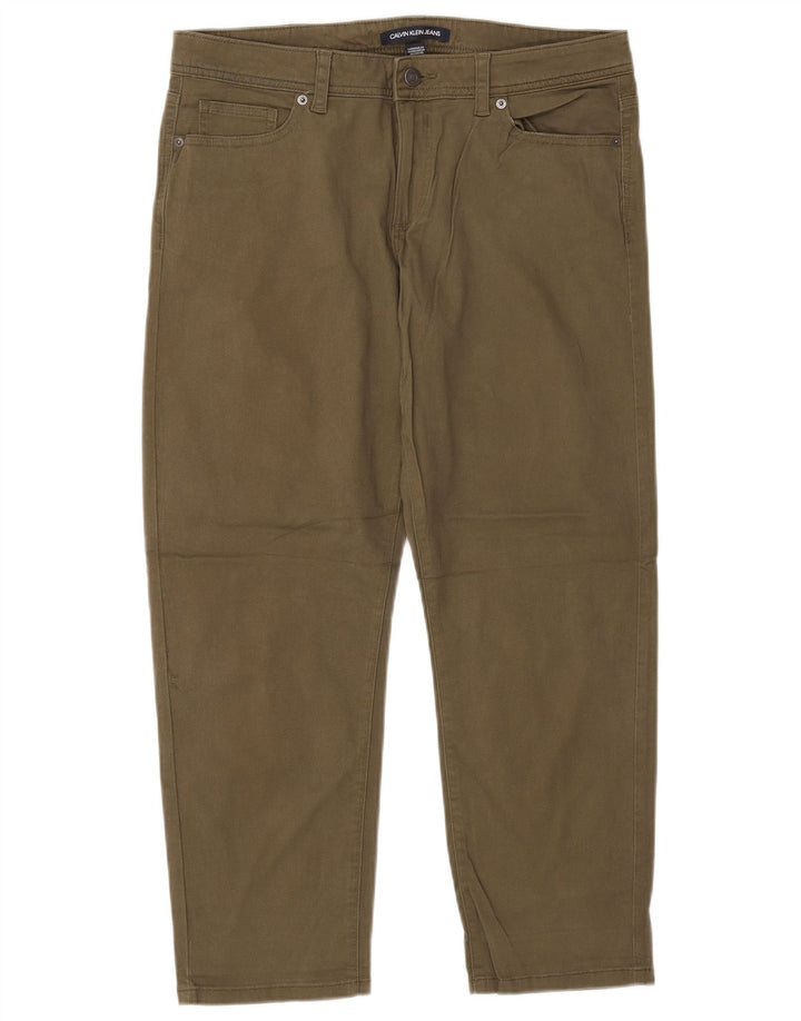 CALVIN KLEIN Pantaloni corti affusolati da donna US 12 Large W34 L26 Khaki