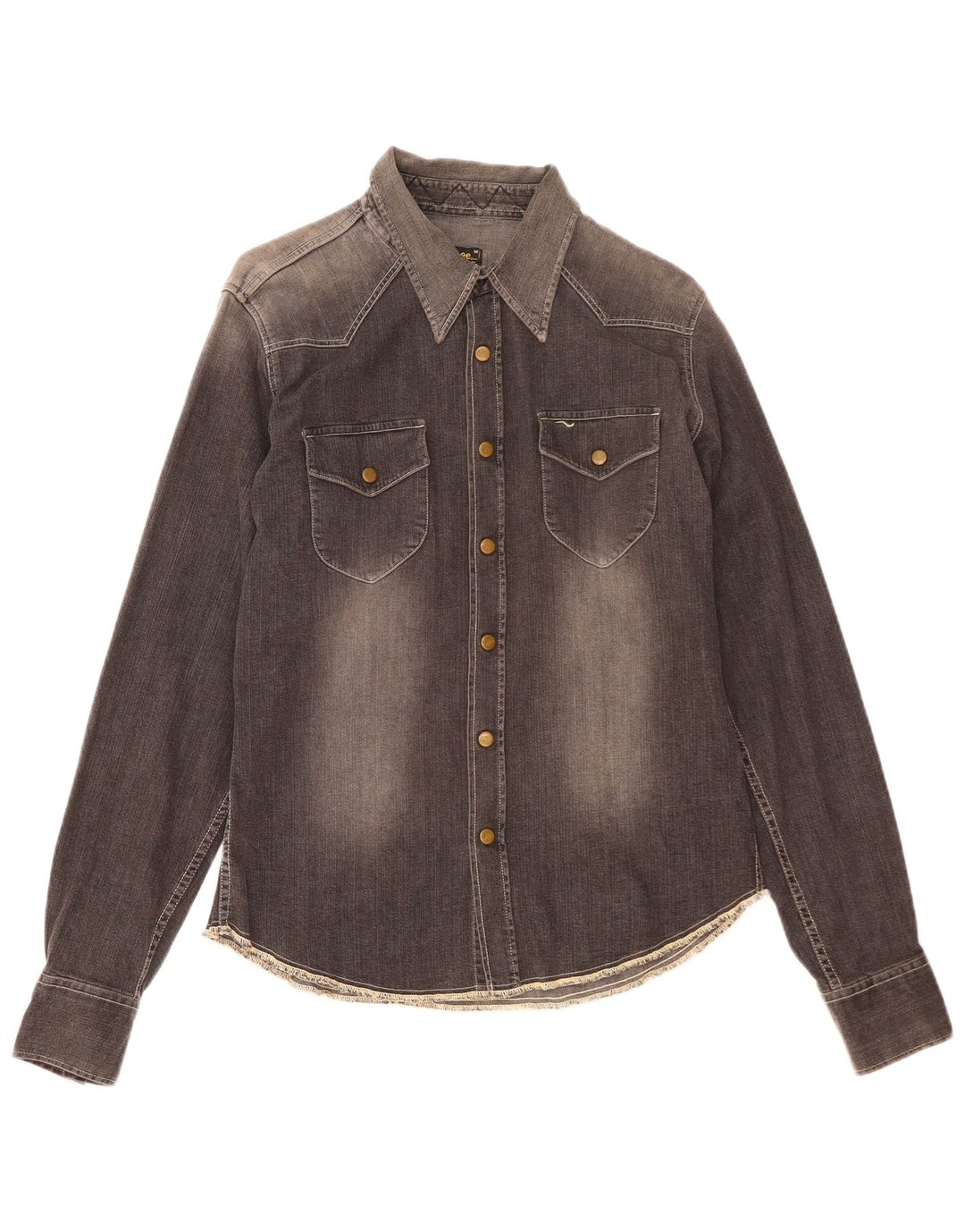 Camicia di jeans da uomo Lee in cotone grigio medio