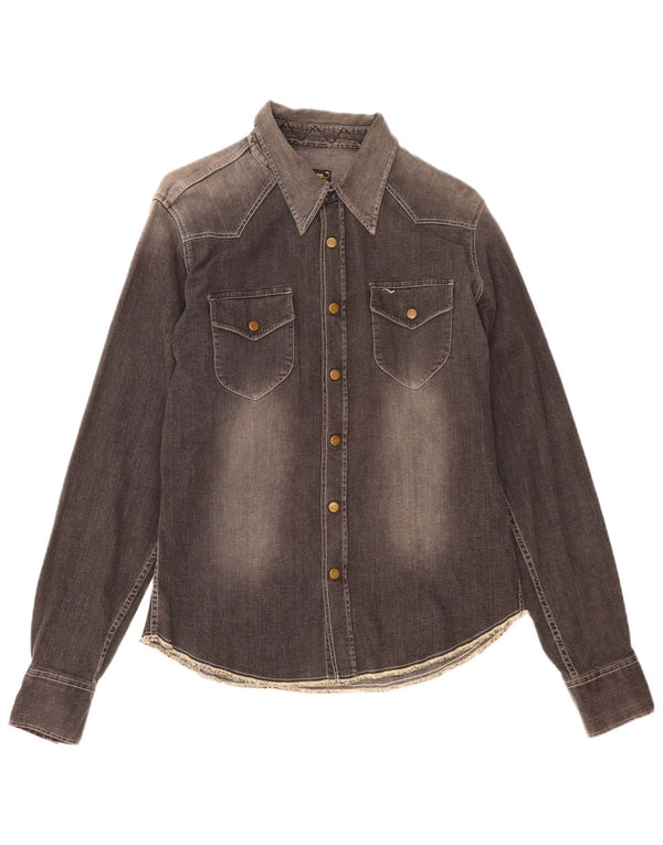 Camicia di jeans da uomo Lee in cotone grigio medio